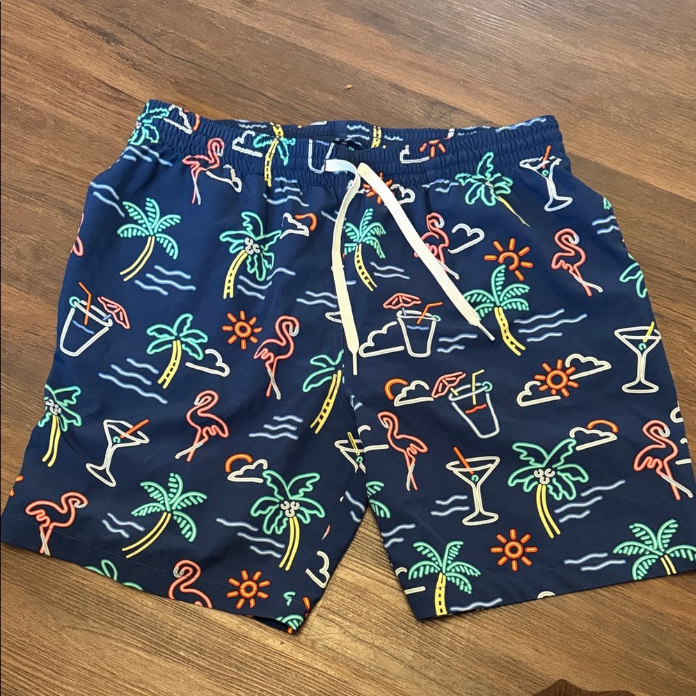 Chubbies Navy Tropical Print Swim Trunks